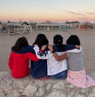 backs from group of girls from Rancho Los Amigos